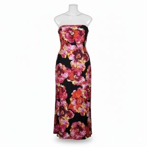 Ashley Stewart Pink & Black Strapless Maxi Dress Plus Size 30/32 NWT
